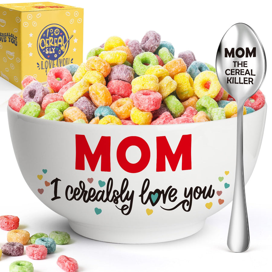 YEUYUQIU Gifts for Mom from Daughter Son - Mom Gifts for Birthday Christmas Ideal Mothers Day Thanksgiving Christmas Gifts for Mom Mother - Mom Cereal Bowl and cereal killer spoon Set Present