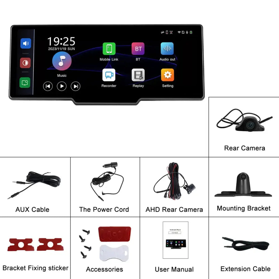 10.26" HD Car DVR with Rear Camera & Carplay