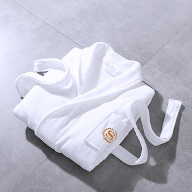 Hotel Quality Adult White Cotton Waffle Bathrobe