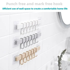 Powerful No-Trace Wall-Mounted Suction Hook with 6 Links