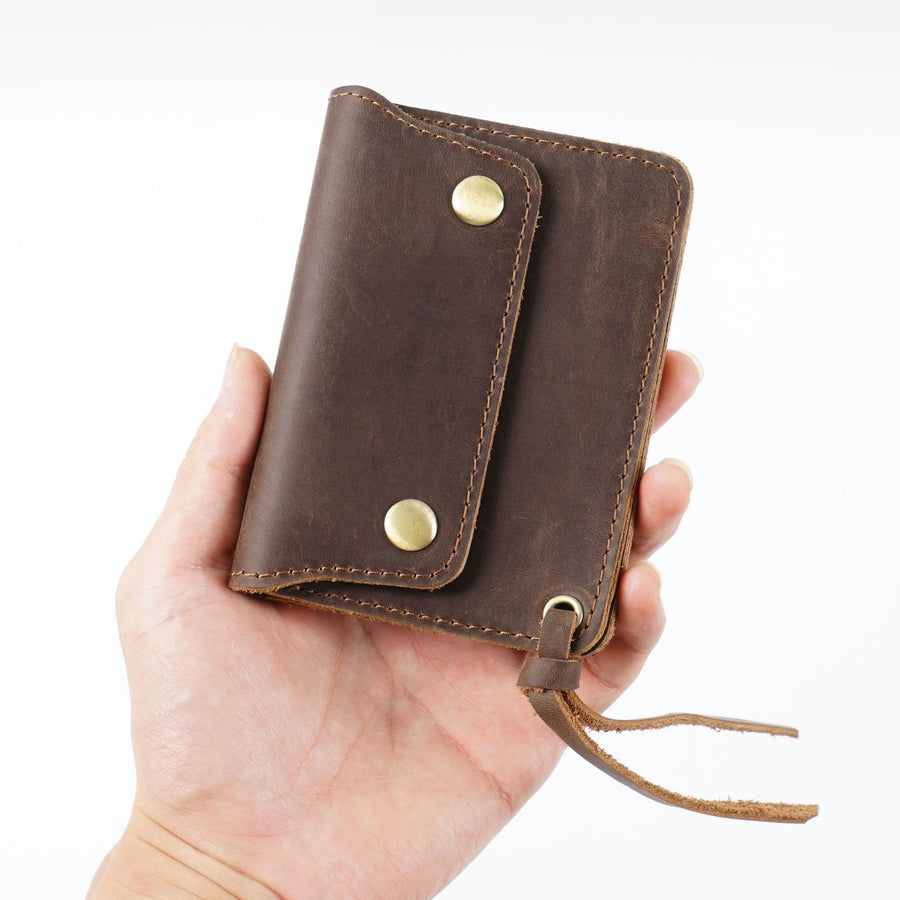 Vintage Cowhide Zipper Coin Purse Men's Leather Wallet
