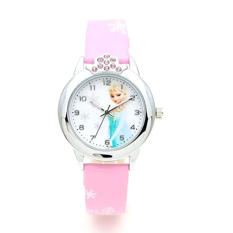 Cute Frozen Cartoon Kids' Watch with Leather Strap - Joomcy