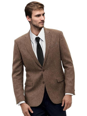 Lipoon Retro Mens Suit Blazer Tweed Herringbone Suit Jackets Slim Fit Sport Coats Prom Business Casual Tux Wedding Blazers - BrownX-Small