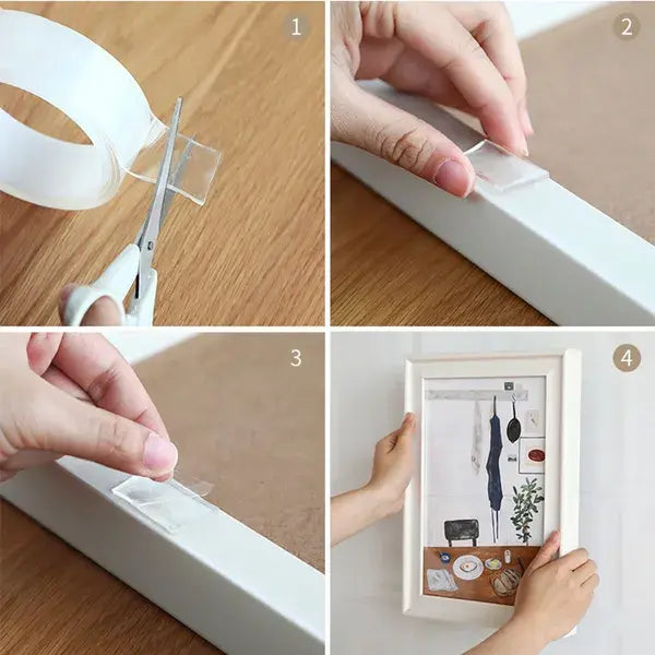 1pc Transparent Nano Tape for Home Decor, Washable & Reusable