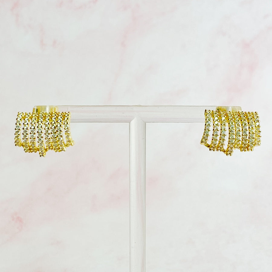 Shines In A Row Half Hoop Earrings
