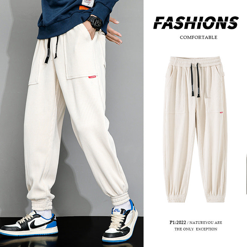 Men's Plus-Size Loose Wide Leg Corduroy Pants