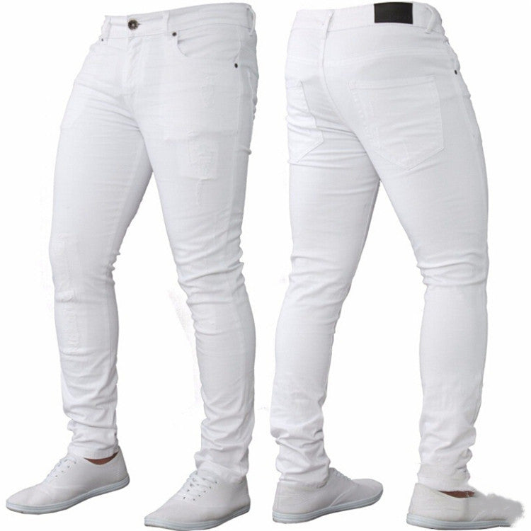 Men's Distressed Slim Fit Stretch Jeans (Casual)