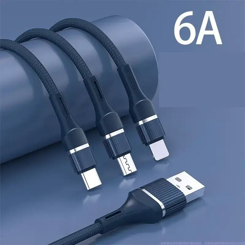 3-in-1 Multi-Head Type-C Charging Cable for Apple & Android