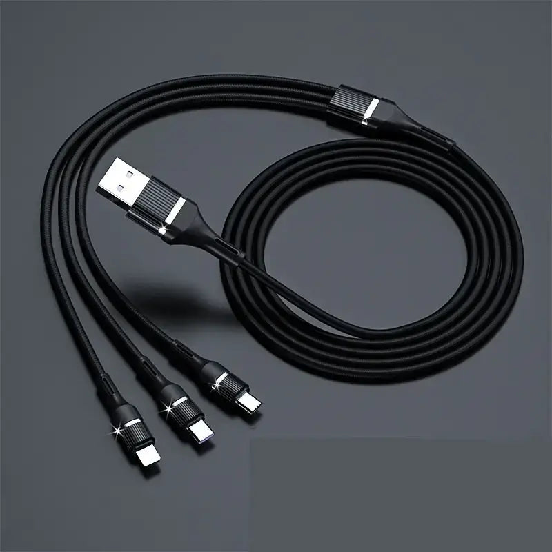 3-in-1 Multi-Head Type-C Charging Cable for Apple & Android