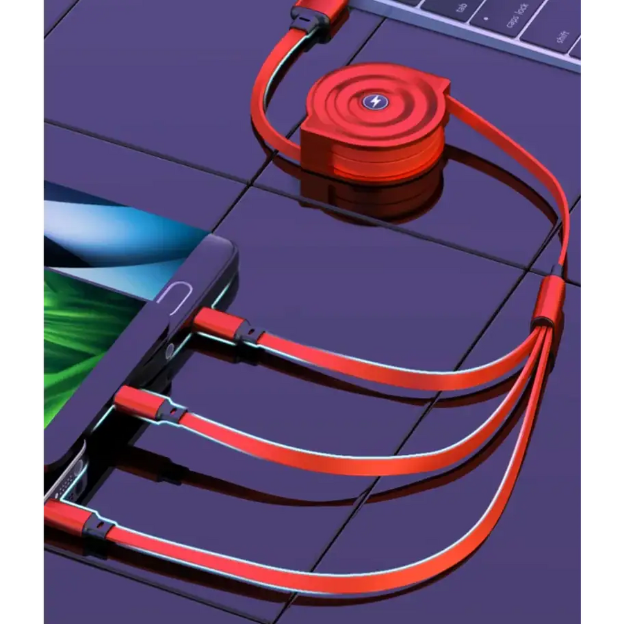 3-in-1 Retractable Fast Charging Data Cable (Type-C & Apple)