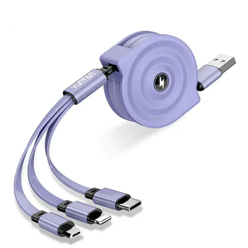 3-in-1 Retractable Fast Charging Data Cable (Type-C & Apple)