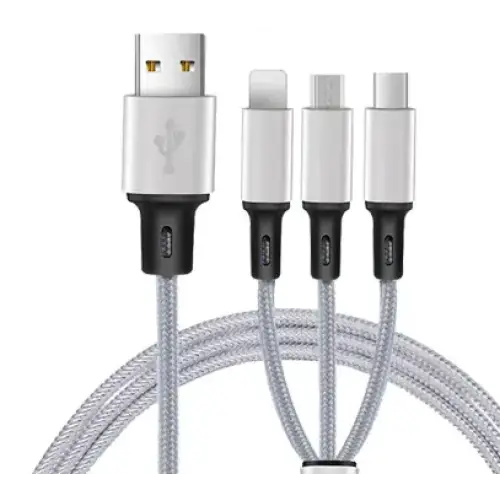 3-in-1 USB Charging Cable for Huawei, Type-C, iPhone