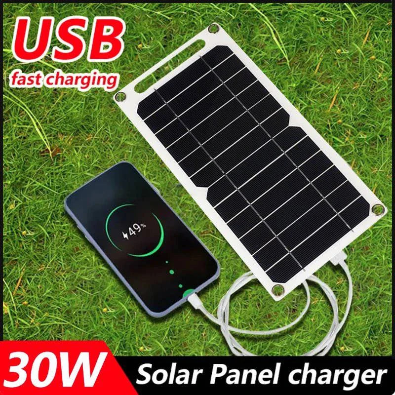 30W Solar Panel USB 5V Solar Cell Outdoor Hike Battery Charger System Solar Panel Kit Complete for Mobile Phone Power Bank Watch - Joomcy