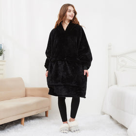 USB Heated Hoodie Blanket - Plush Double Layer Sweatshirt