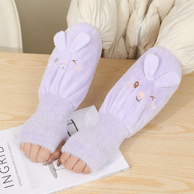 Long Sleeve Insulated Coat with Gloves for Women