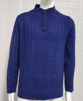 Men's Solid Half High Neck Slim Long Sleeve Sweater