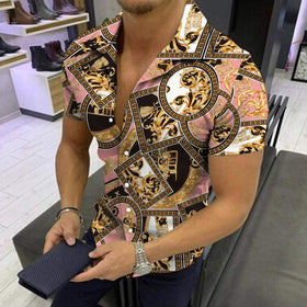 Men's Casual Summer Hawaiian Print Short Sleeve Shirt