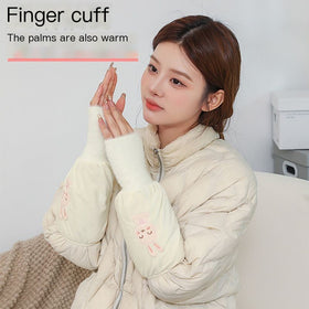 Long Sleeve Insulated Coat with Gloves for Women
