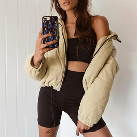 Corduroy Puffer Jacket, Thickened Cotton Coat
