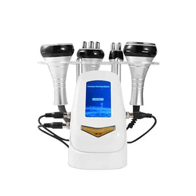 White cavitation and slimming system with four silver and black treatment heads.