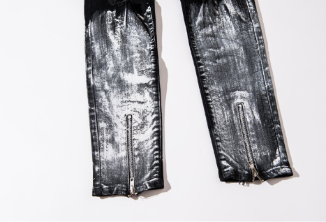 Distressed Paint Slim Fit Jeans