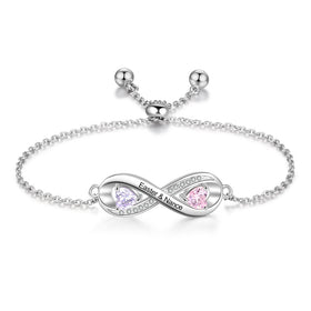 Personalized Engraved Name Bracelet with Birthstone