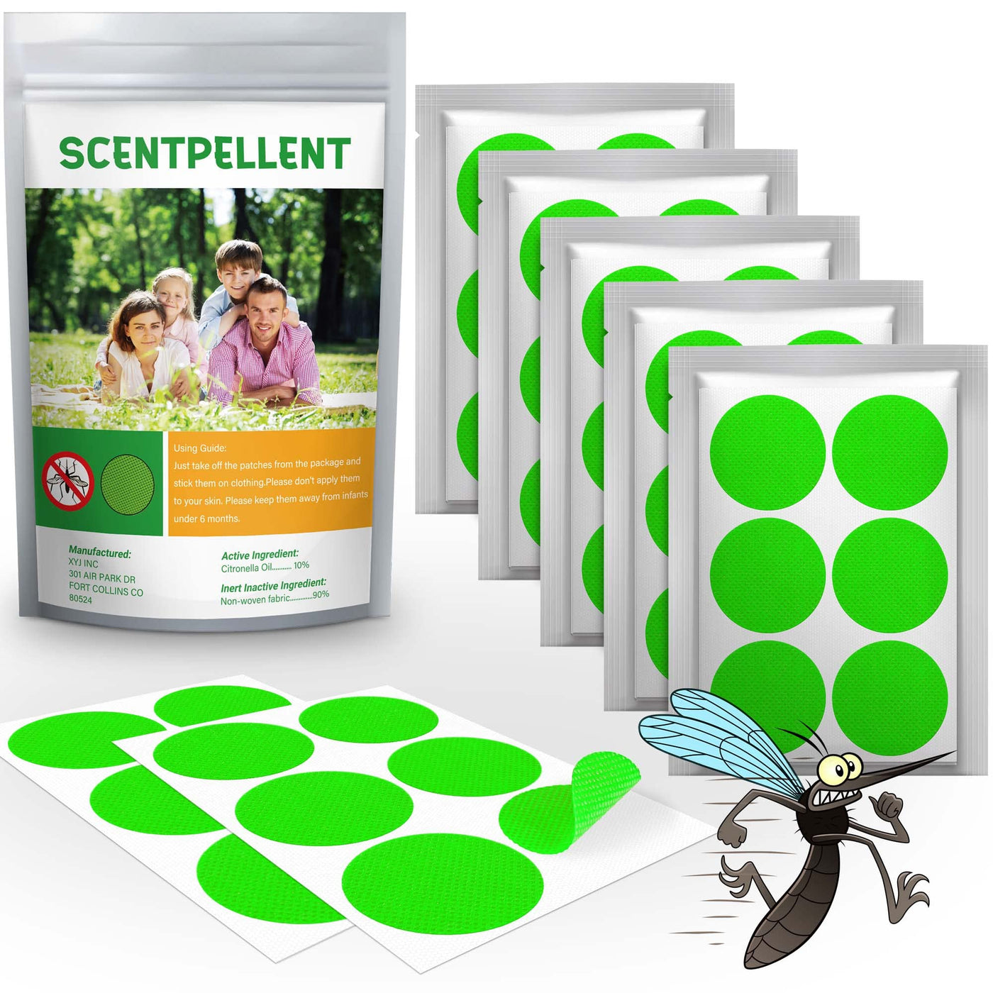 Scentpellent 150 Pack Mosquito Stickers for Kids and Adults Deet Free Natural Citronella Mosquito Patches for Indoor Outdoor Traveling Camping Hiking