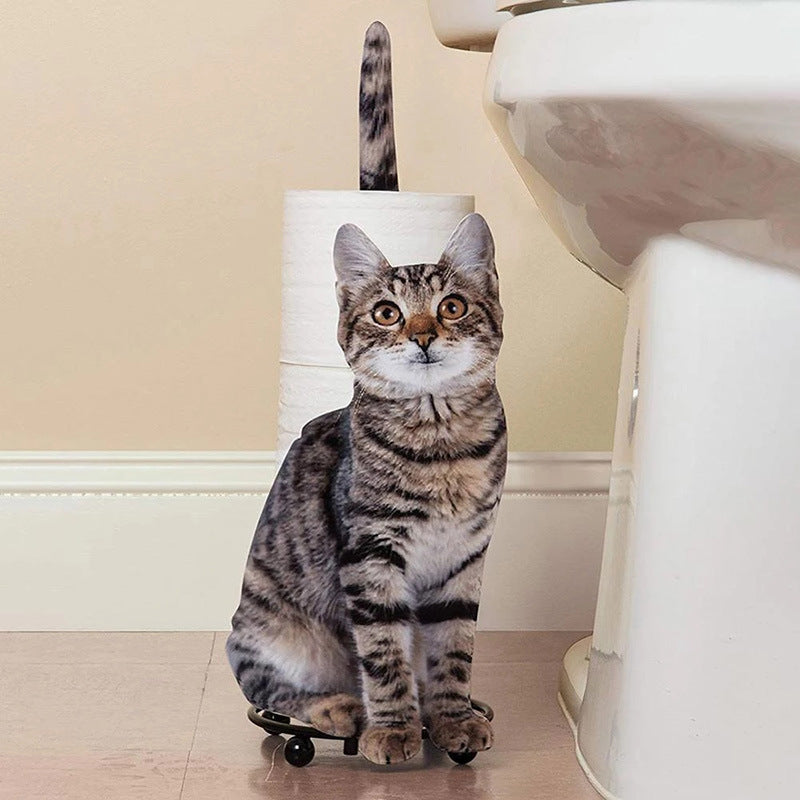 Cat Iron Toilet Paper Holder Decorative Rack