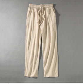 Linen Harem Pants with Drawstring - Men's Cotton Trousers