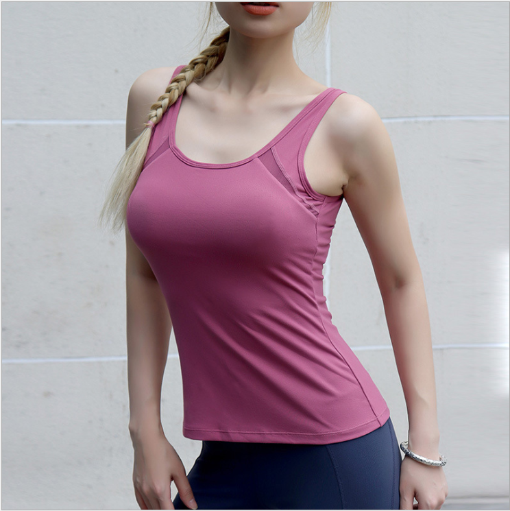 Women's Sports Tank Top with Chest Pad for Yoga and Running