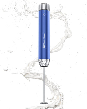Maestri House Rechargeable Milk Frother with Stepless Speed Control Handheld Electric Foam Maker Waterproof Drink Mixer Foamer with Stainless Steel Stand & Detachable Whisks for Lattes Cappuccino