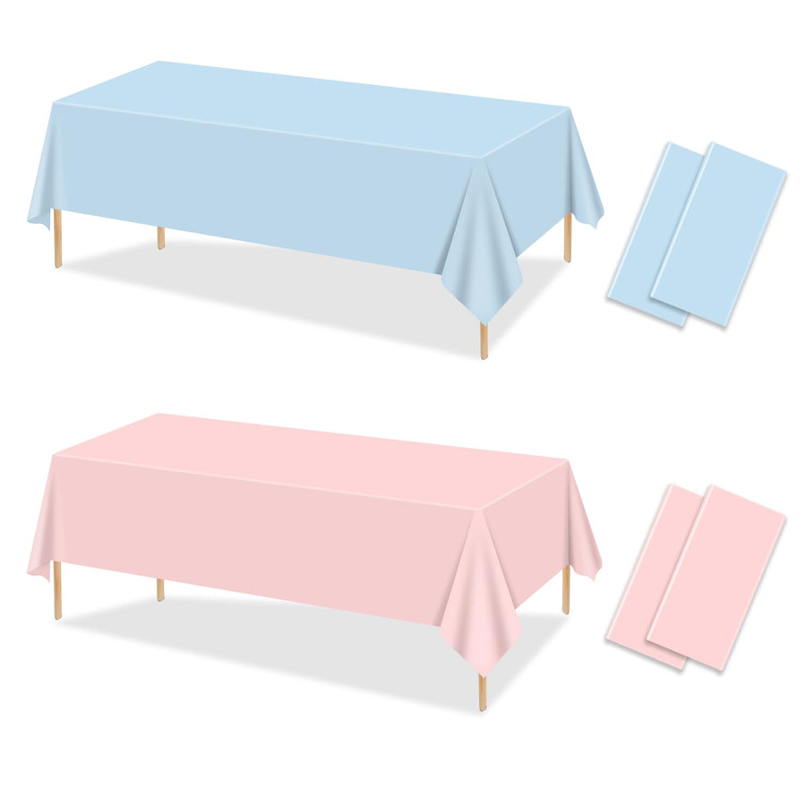 4Pcs Gender Reveal Table Cloths - Gender Reveal Table Decorations Rectangular Pink and Blue Tablecloth for Gender Reveal Decorations Boy or Girl Gender Reveal Party Supplies 51 x 86.6 Inch
