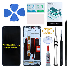 Viimon for OnePlus Nord N200 5G OEM LCD Screen with Frame Replacement Kits Compatible with Nord N200 5G DE2117 DE2118 LCD Touch Screen Digitizer Assembly with Repair Tools and Installation Manual