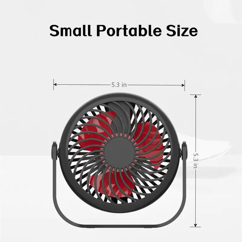 Mini USB Desktop Fan with 3 Speeds and 360° Rotation