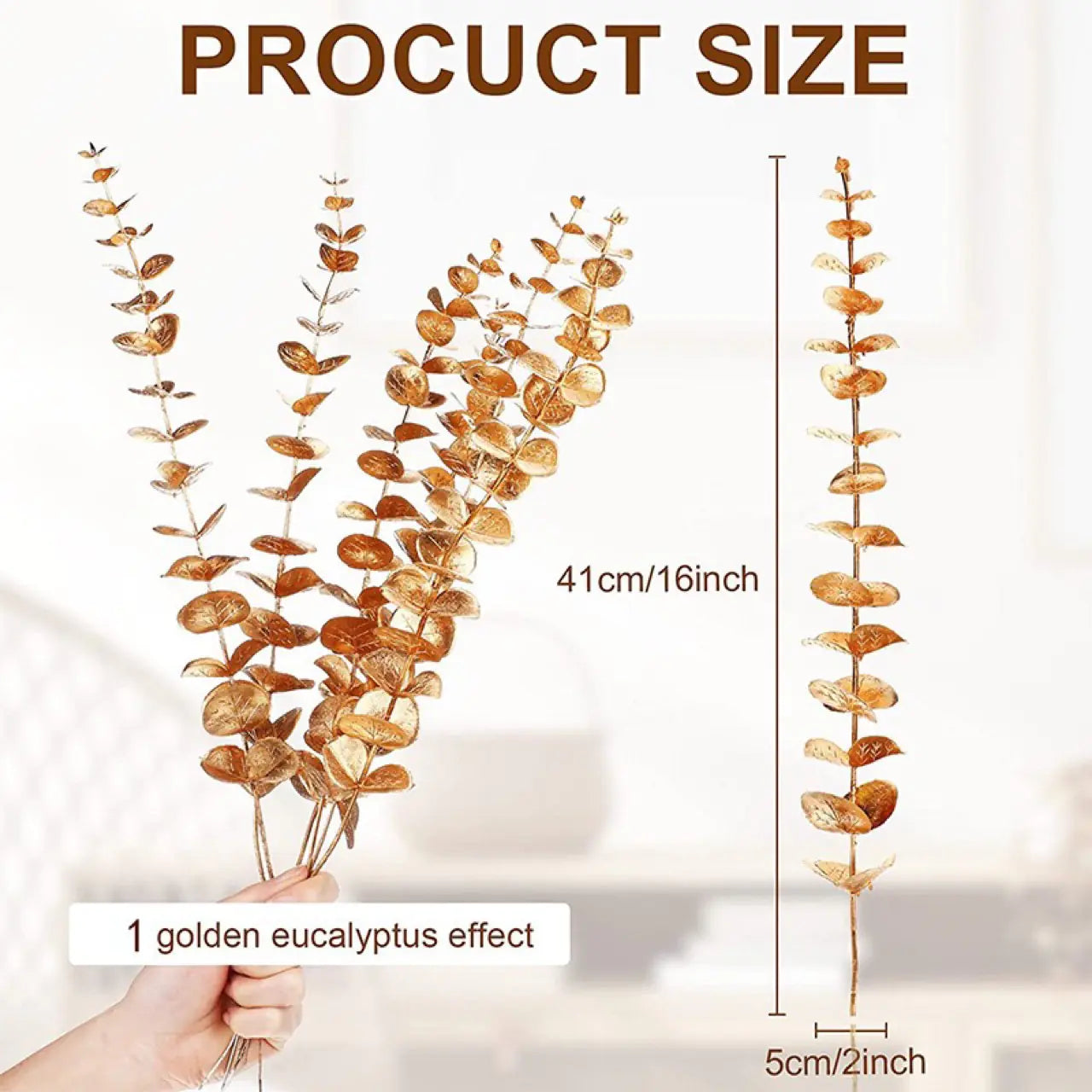 38cm Eucalyptus Leaf Artificial Plant for Decoration - Joomcy