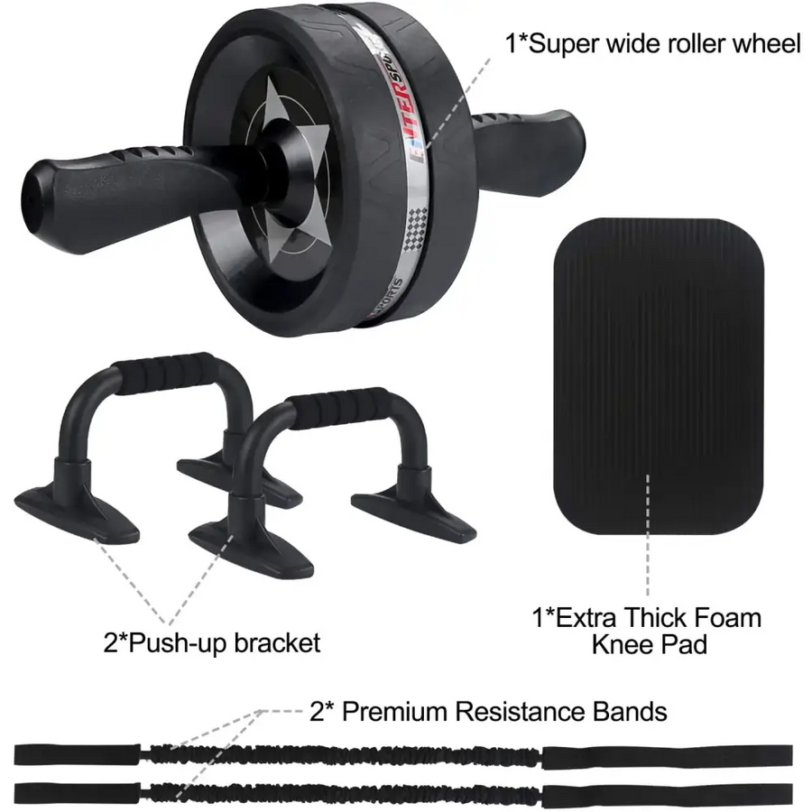 Black rubber super wide roller wheel with textured grip handles and a star-shaped center design.
