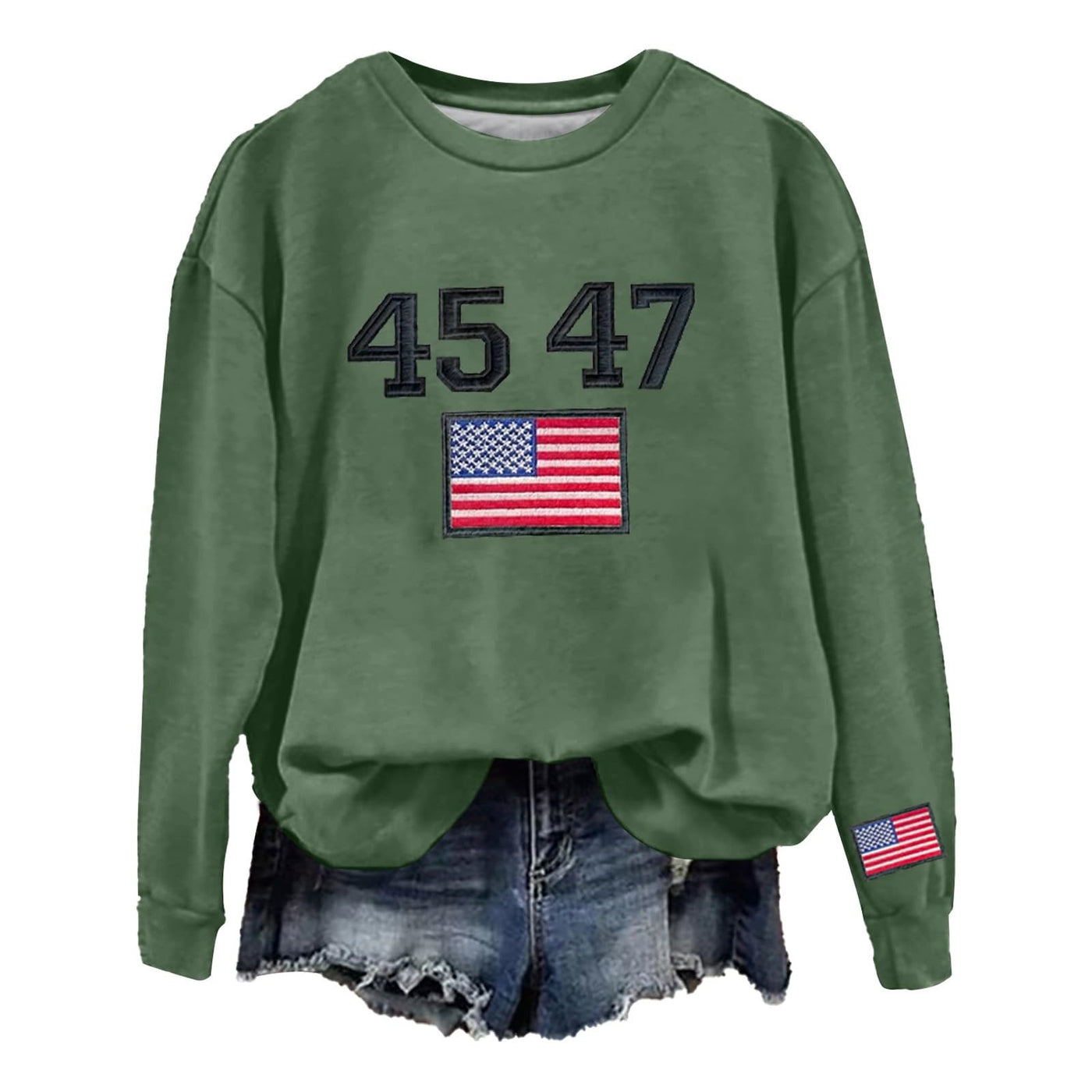 45 47 Shirt Womens Retro 45 47 Trump for President Sweatshirt45 47 Trump Sweatshirt WomenTrump 2025 Sweatshirt A-green