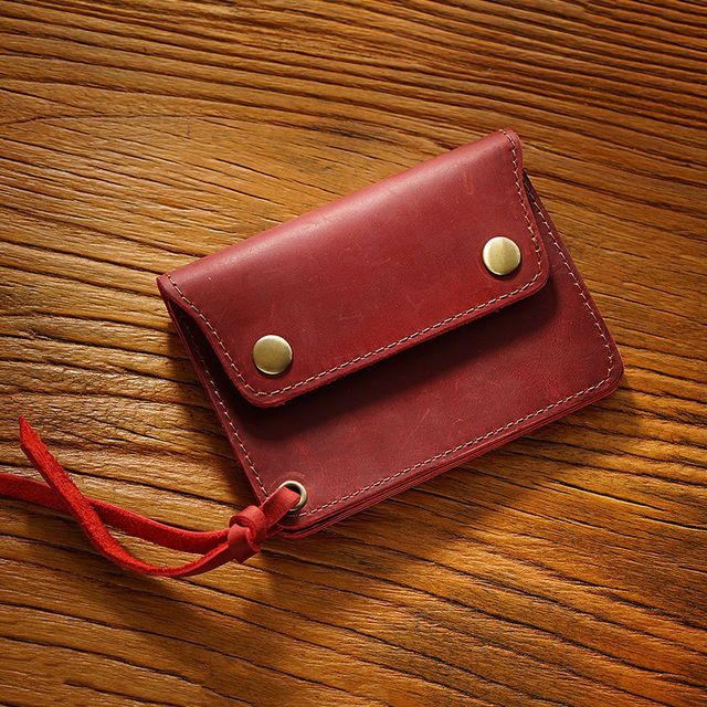 Vintage Cowhide Zipper Coin Purse Men's Leather Wallet