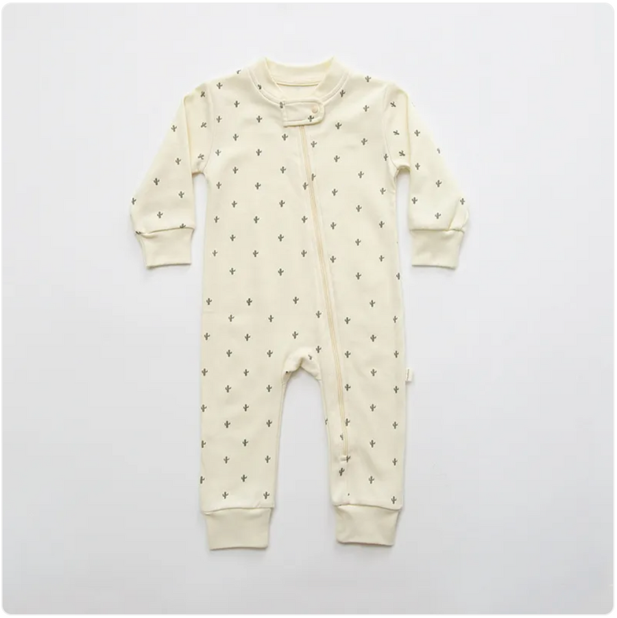 Cartoon Cactus Long Sleeve Baby Romper - Striped Newborn Outfit for Boys & Girls