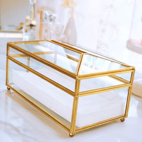 Brass Glass Tissue Box - Elegant Minimalist Design