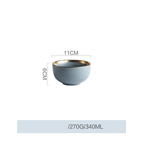 Nordic Gold Trim Ceramic Dinnerware Set (Plates & Bowls)
