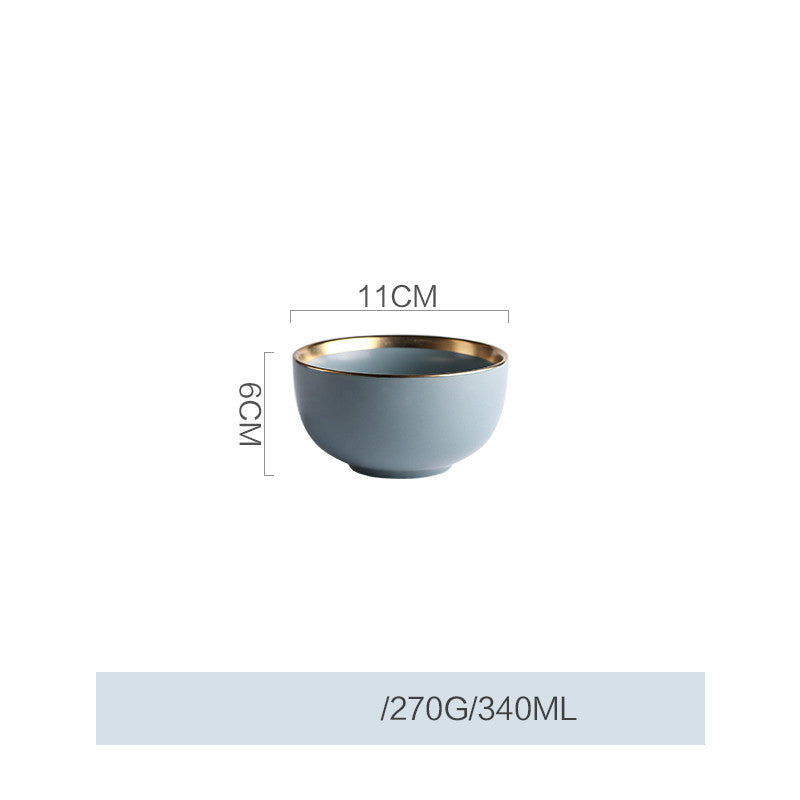 Nordic Gold Trim Ceramic Dinnerware Set (Plates & Bowls)