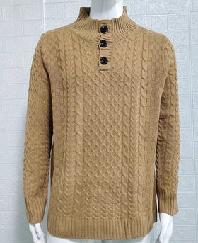 Men's Solid Half High Neck Slim Long Sleeve Sweater
