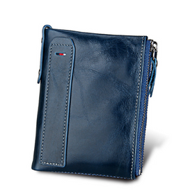 Men's Short Wallet - Anti-Theft Genuine Leather Design