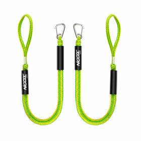 Noox USA Boat Bungee Dock Lines Boating Gifts for Men Boat Accessories Mooring Lines for Bass Boat Bungee Dock Line with Stainless Clip at one Side 4 Feet (Pack of 2) (Yellow and Green)