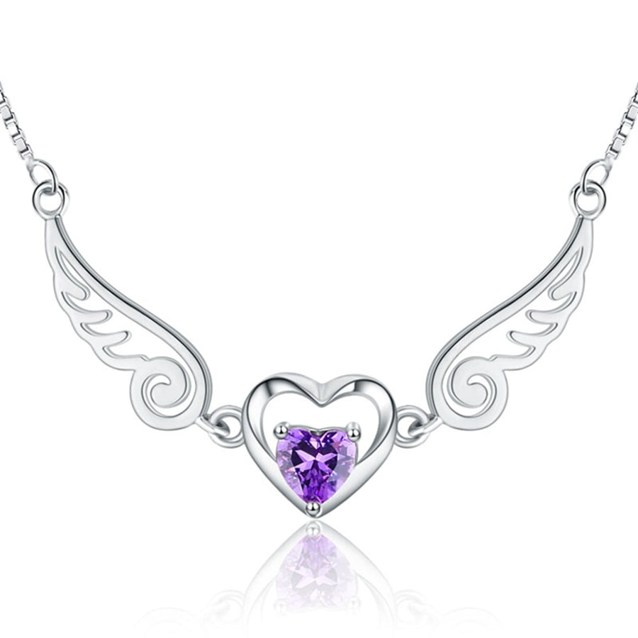 925 Silver Necklace with Natural Amethyst Pendant