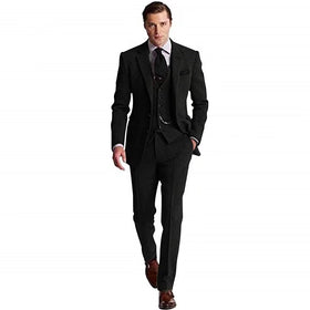 Retro 3 Piece Brown Grey Tweed Herringbone Mens Suits Slim Fit Groom Tuxedos Prom Blazer Custom Jacket