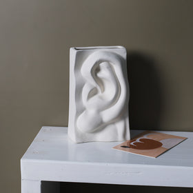 Abstract Face Vase with Flower Insert - Ceramic Decor