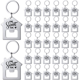 Jingmore 30 Pcs Bulk Estate Agent Gifts for Guests Sweet Home Bottle Opener House Shaped Keychain Estate Agent Supplies