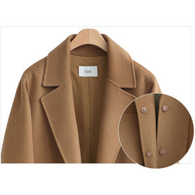 Woolen Mid-Length Women's Coat - Loose & Thick Design